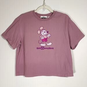 Disney World Mickey and Friends Genuine Mousewear Lavender Cropped Tee L